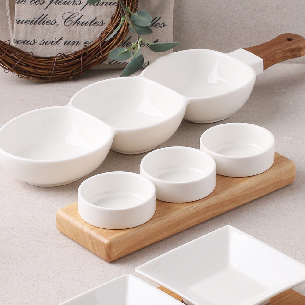 좋은날 3구 나눔 접시 마른 안주 반찬 치즈 그릇 24cm, 원형 3칸 - 상세 이미지 5