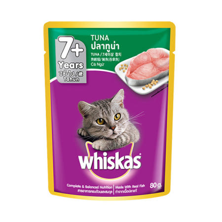 위스카스 고양이 주식 파우치 시니어 참치, 85g, 1개