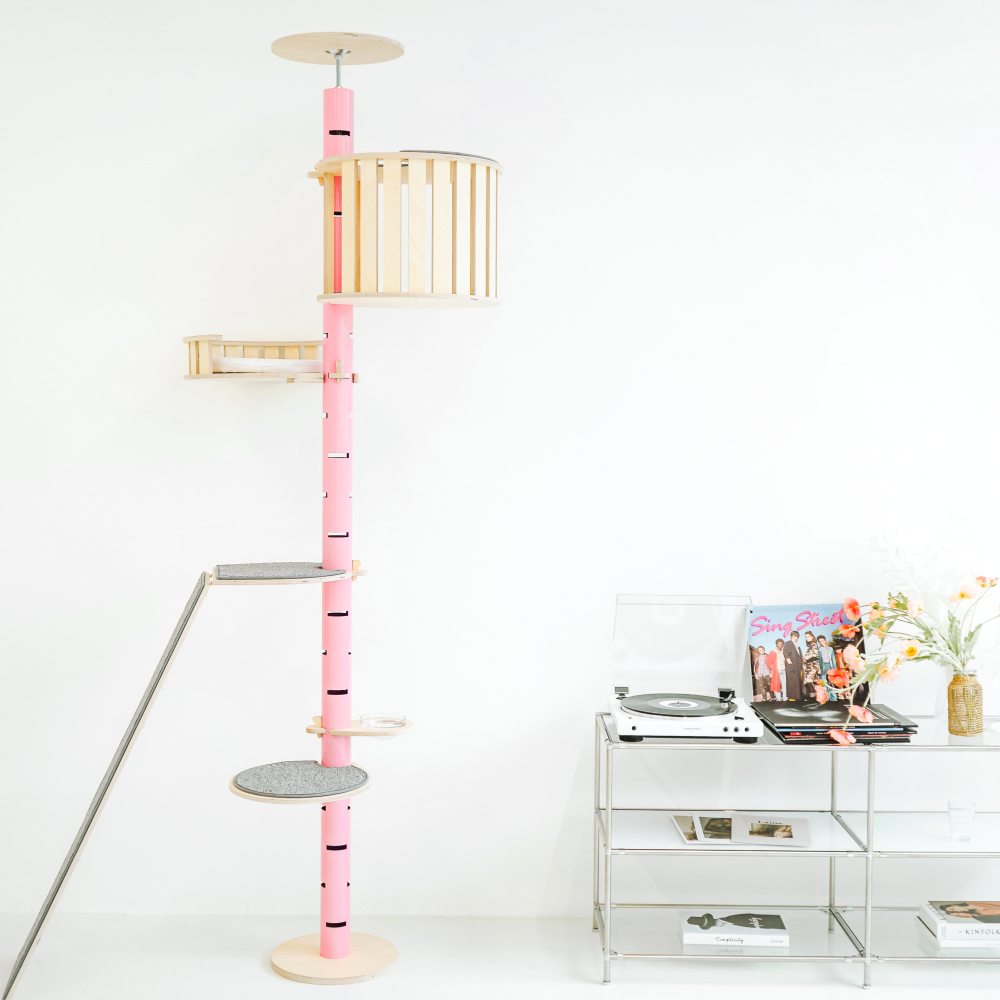 캣돌 파스텔 스틸 원목 캣폴 캣타워 C세트