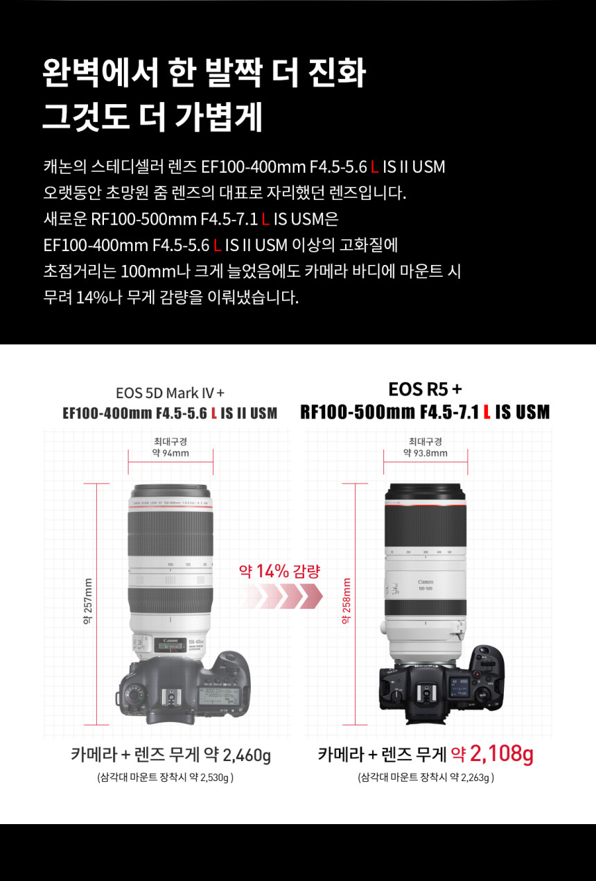 CANON 캐논 RF100-500mm F4.5-7.1 L IS(백오백) 팬싸,팬미팅 대포렌즈 대여 상세 정보 3