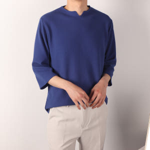 남성 반팔티 빅사이즈 브이넥 오버핏 칠부 남자 7부 티셔츠 착용 후기 | 사이즈/핏 총정리 - 상품 이미지 1