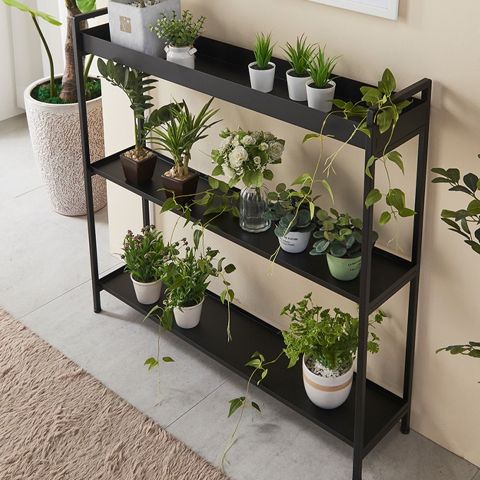 3단 철제 얇은 거실 선반 정리대 진열대 받침대 화병 보조 화분 테이블 스틸 벽 사이드