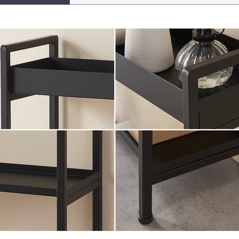 3단 철제 얇은 거실 선반 정리대 진열대 받침대 화병 보조 화분 테이블 스틸 벽 사이드