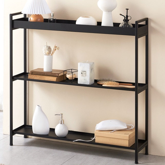 3단 철제 얇은 거실 선반 정리대 진열대 받침대 화병 보조 화분 테이블 스틸 벽 사이드