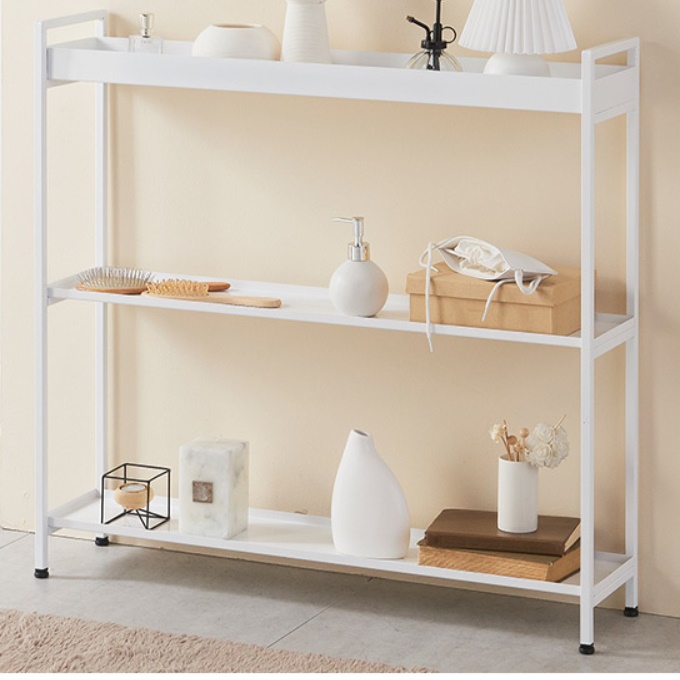 3단 철제 얇은 거실 선반 정리대 진열대 받침대 화병 보조 화분 테이블 스틸 벽 사이드