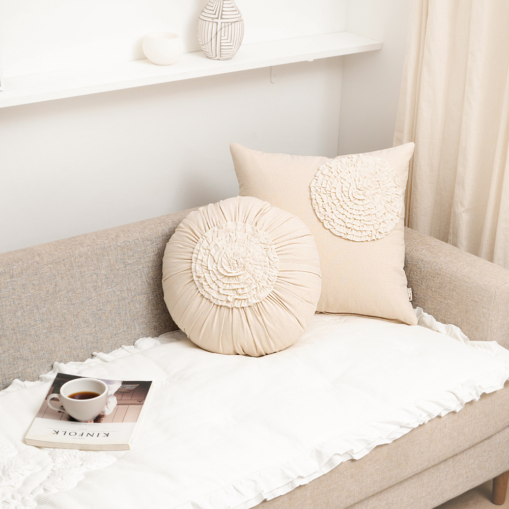 마벨로제 아트 쿠션커버 호박 원형 쇼파 쿠션 방석 미드센츄리 40cm