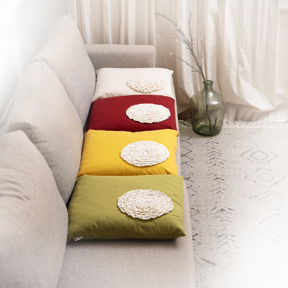 마벨로제 아트 쿠션커버 호박 원형 쇼파 쿠션 방석 미드센츄리 40cm