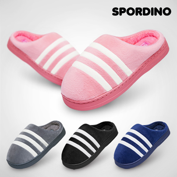 스포디노 토미 삼선 남여공용 방한 털슬리퍼 거실화