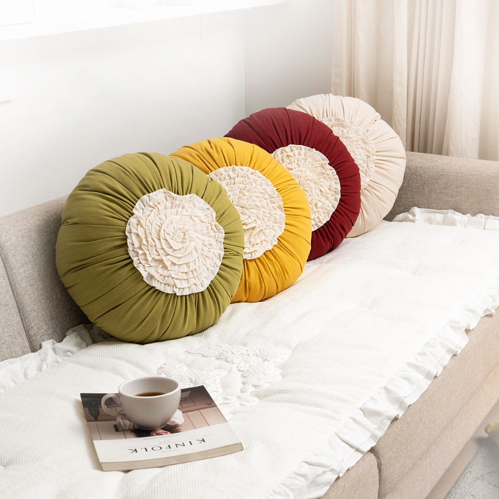 마벨로제 아트 쿠션커버 호박 원형 쇼파 쿠션 방석 미드센츄리 40cm