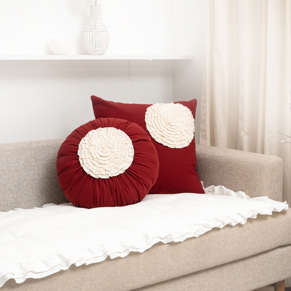 마벨로제 아트 쿠션커버 호박 원형 쇼파 쿠션 방석 미드센츄리 40cm