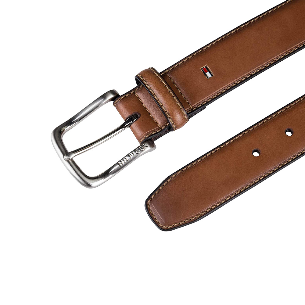 타미힐피거 시그니처 남성 가죽 벨트 브라운