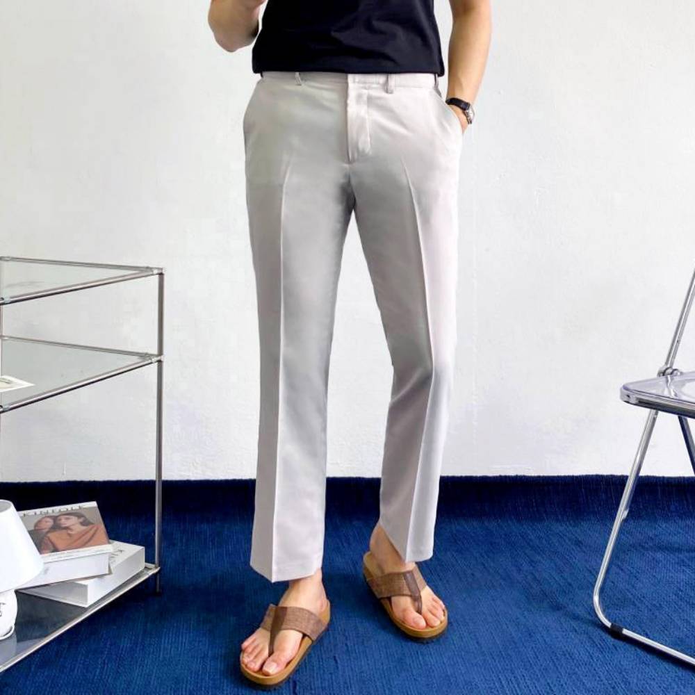 배가편한 남자 10부 슬랙스 링클프리 구김없는 기지바지 배바지 아이보리 - 상세 이미지 3