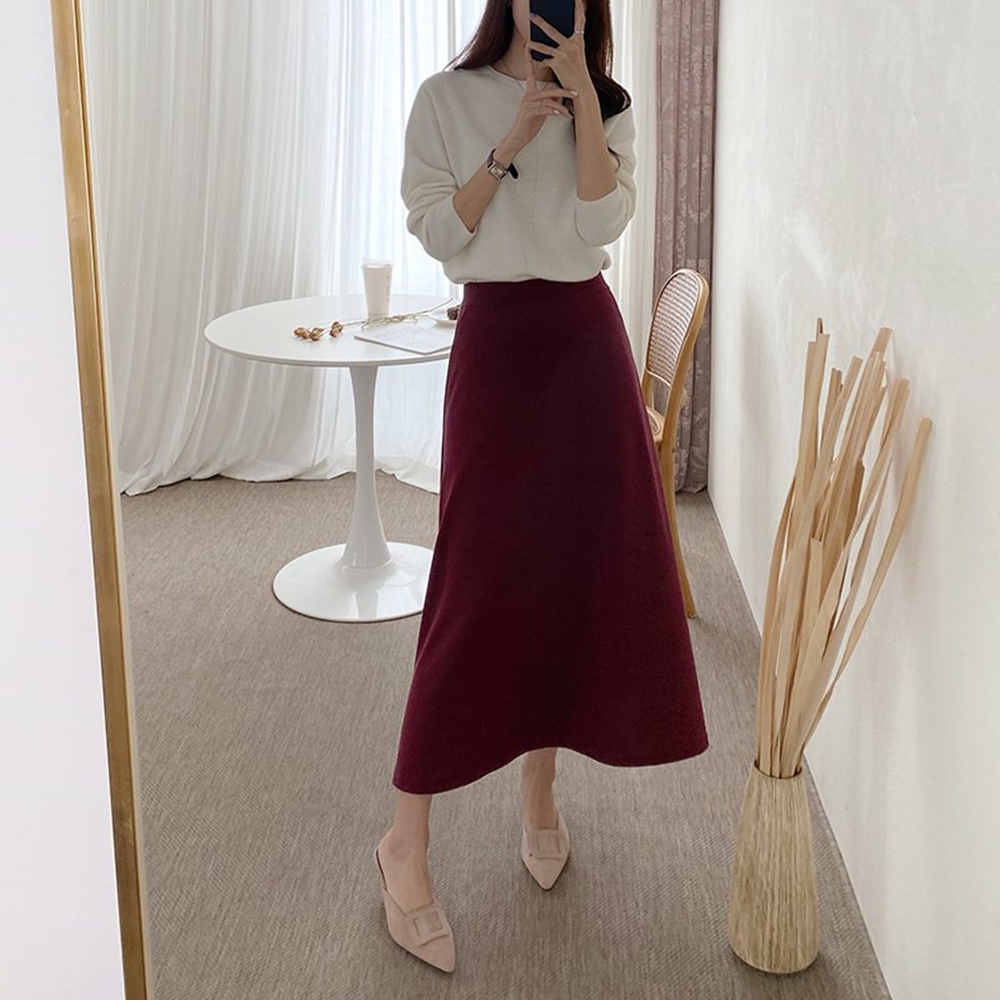 플레어스커트 롱스커트 A라인 여성 가을 봄 밴딩 고무줄 롱 치마 - 상세 이미지 3