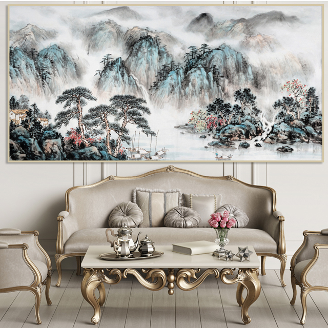 돈들어오는 동양화 산수화 그림 액자 풍경 숲 인테리어 부모님선물 정기의 산수화 - 상품 이미지