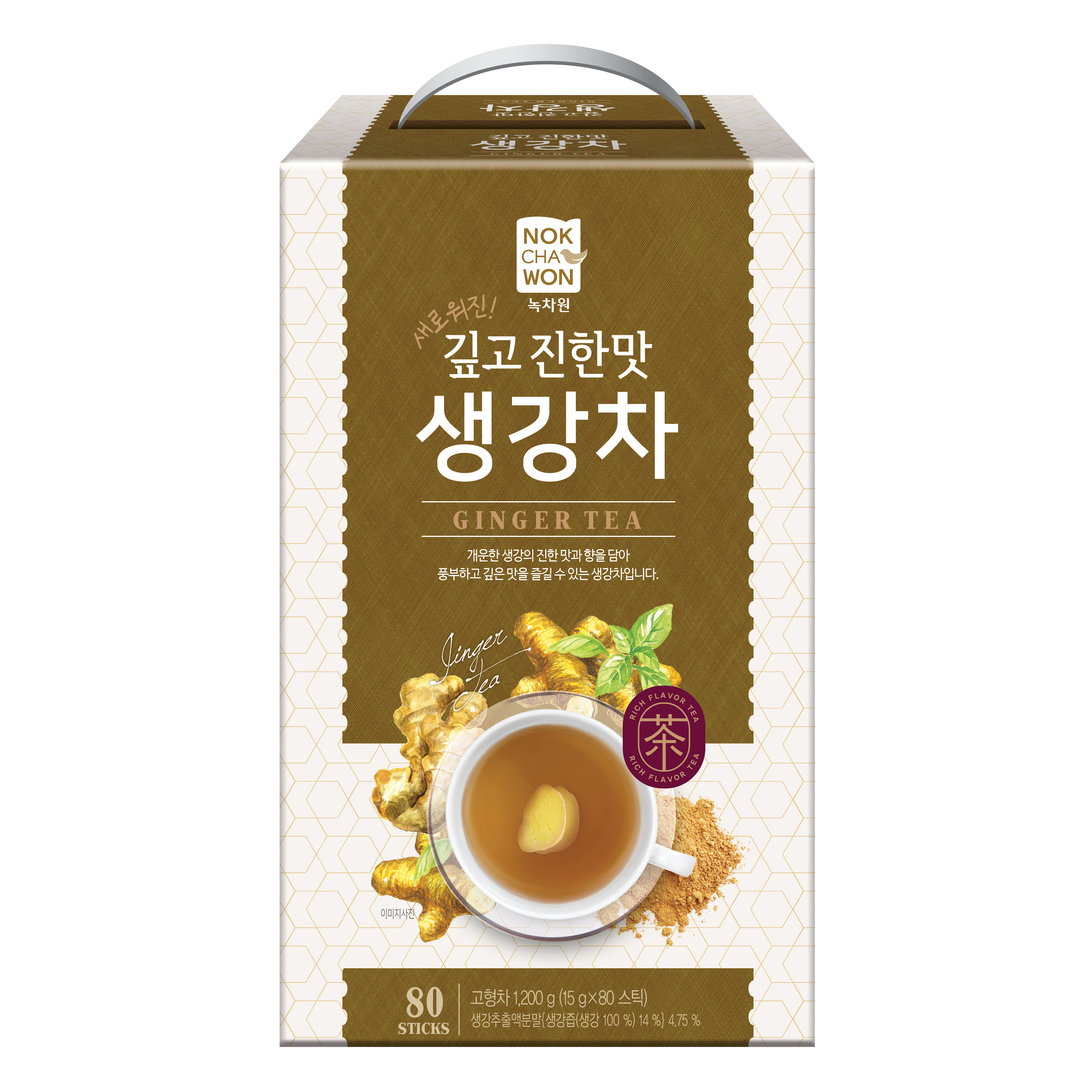 [녹차원] 대용량 깊고 진한 생강차 80스틱 분말스틱