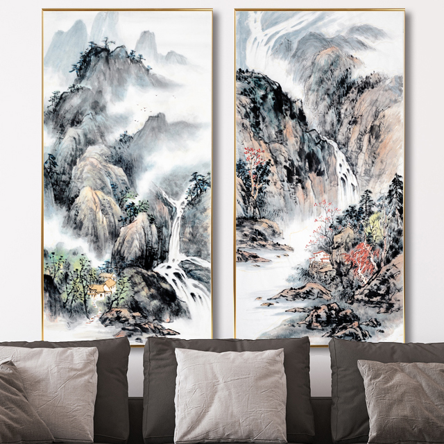 수묵화 산수화 동양화 그림 거실 침실 인테리어 풍경 액자 집들이 개업 선물 안정의 - 상세 이미지 2