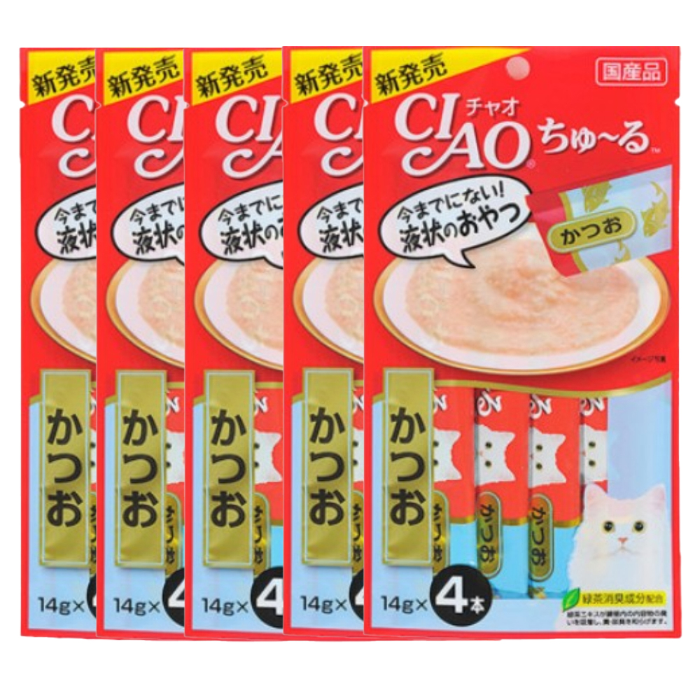 [최신생산] 이나바 챠오츄르 고양이 츄르간식 가다랑어, 56g, 5개