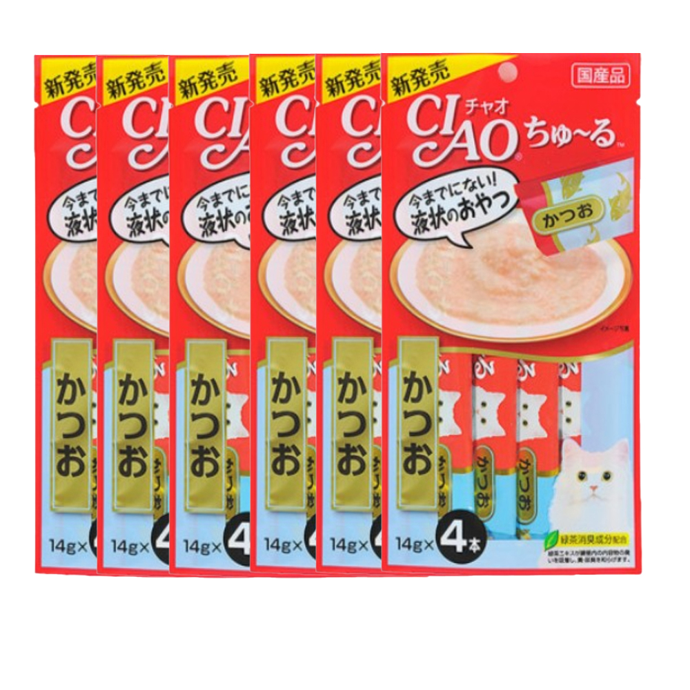 [최신생산] 이나바 챠오츄르 고양이 츄르간식 가다랑어, 56g, 6개