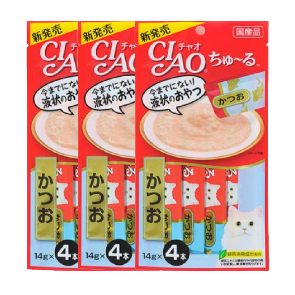 [최신생산] 이나바 챠오츄르 고양이 츄르간식 가다랑어, 56g, 3개