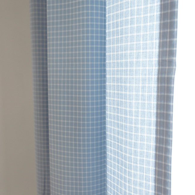 블루 빈티지 체크 커튼 아이방 유아 아기방