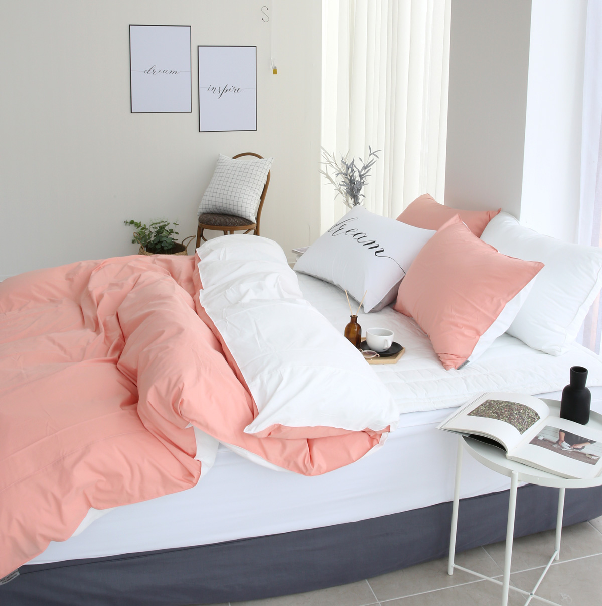 호텔침구 이불세트 코튼핑크 알러지케어 사계절 신혼 침구세트 Q