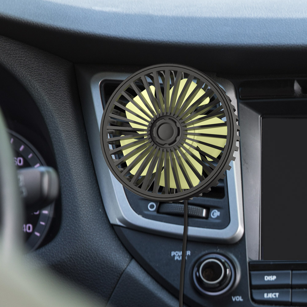 허리케인 차량용 선풍기 써큘레이터형 (송풍기+대시보드 동시 사용 가능) 블랙 - 상품 이미지