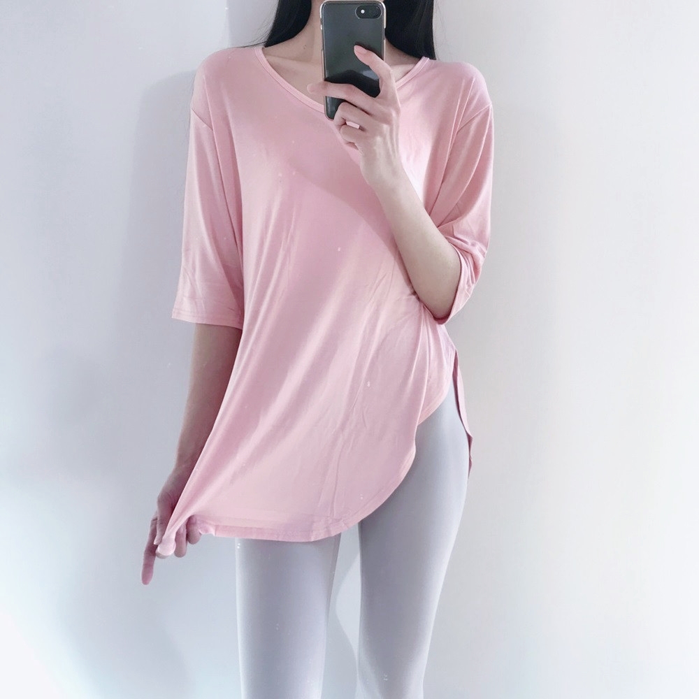 로라벨 밀키7부 필라테스복 요가복 필라테스 상의 옷 커버업 운동복 탑 빅사이즈 요가 복장 - 상세 이미지 3