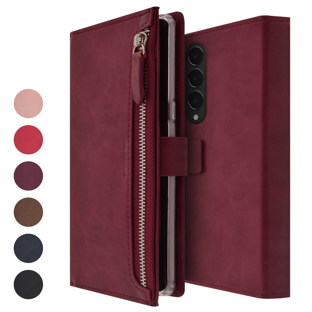 갤럭시 Z 폴드2 지갑형 다이어리 가죽 휴대폰 케이스 핑크 - 상세 이미지 2