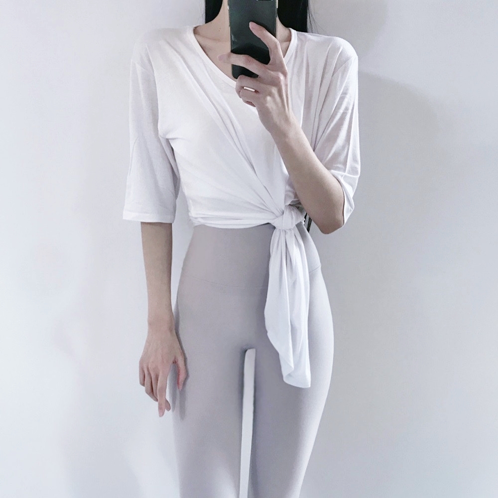 로라벨 밀키7부 필라테스복 요가복 필라테스 상의 옷 커버업 운동복 탑 빅사이즈 요가 복장