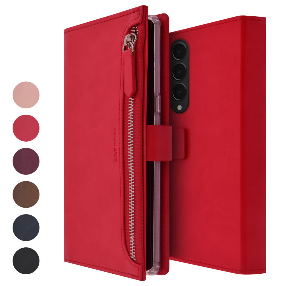 갤럭시 Z 폴드2 지갑형 다이어리 가죽 휴대폰 케이스 핑크 - 상세 이미지 4