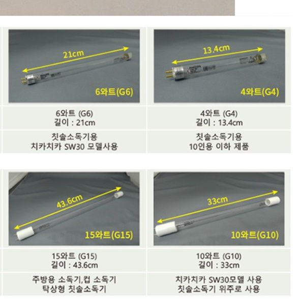 주방용 소독기 컵소독기 칫솔 uv 살균램프 교체 용 자외선 살균 등 15W 와트 43cm