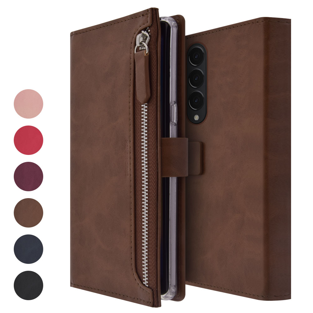 갤럭시 Z 폴드2 지갑형 다이어리 가죽 휴대폰 케이스 핑크 - 상세 이미지 5