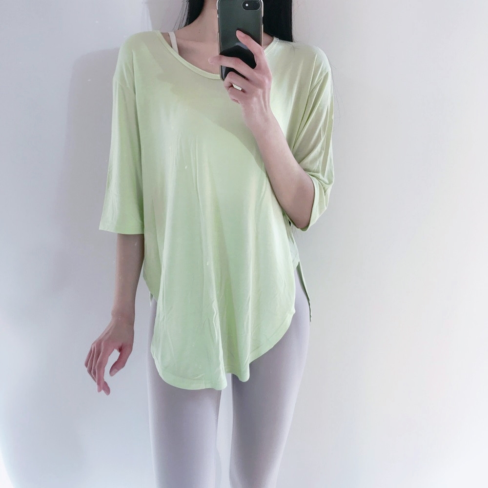 로라벨 밀키7부 필라테스복 요가복 필라테스 상의 옷 커버업 운동복 탑 빅사이즈 요가 복장 - 상세 이미지 5