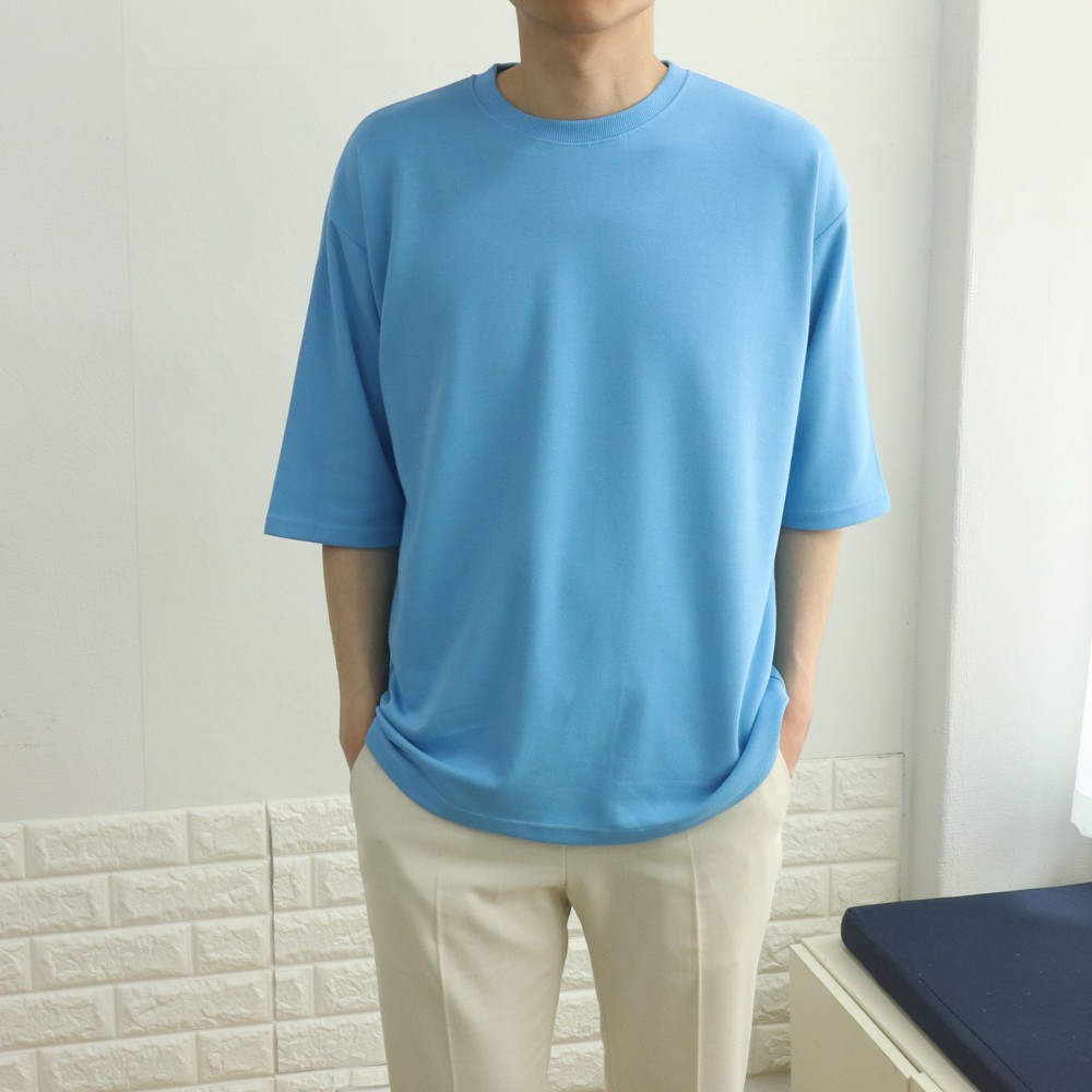 남자7부티셔츠 빅사이즈 커플 오버핏 남성반팔티셔츠