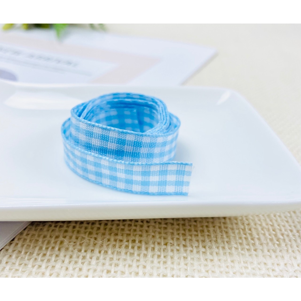DIY) 1cm 깅엄체크 리본테이프 장식테이프 (5마) 이미지 6