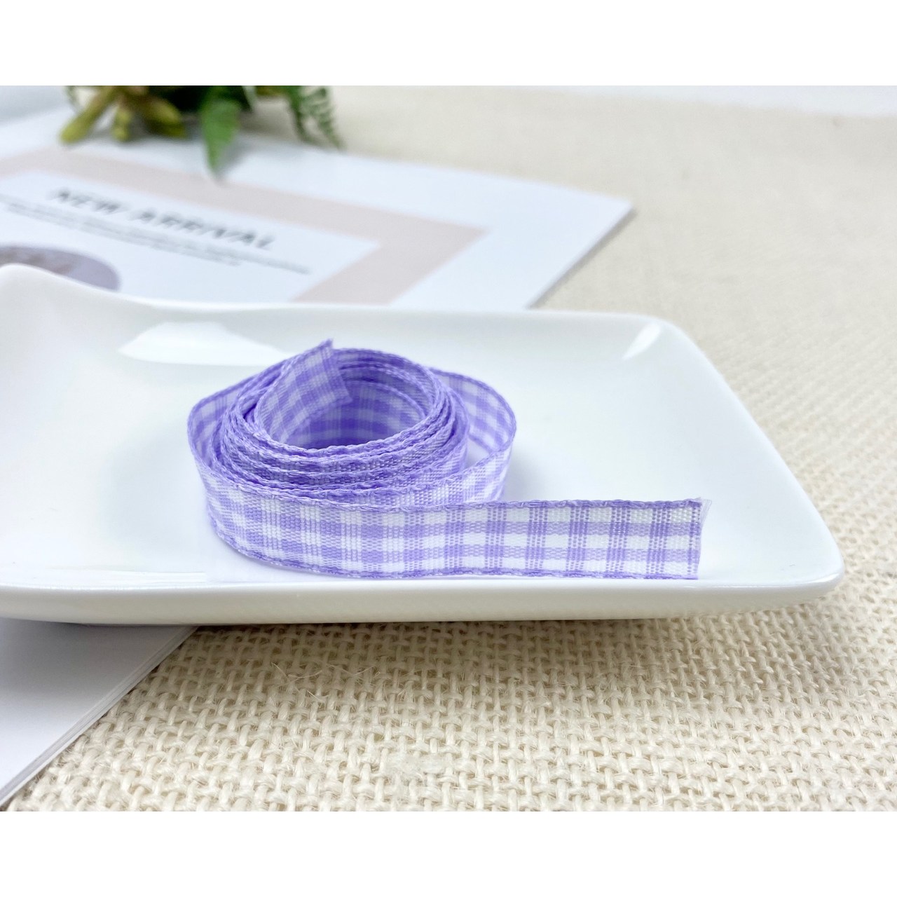 DIY) 1cm 깅엄체크 리본테이프 장식테이프 (5마) - 상세 이미지 5