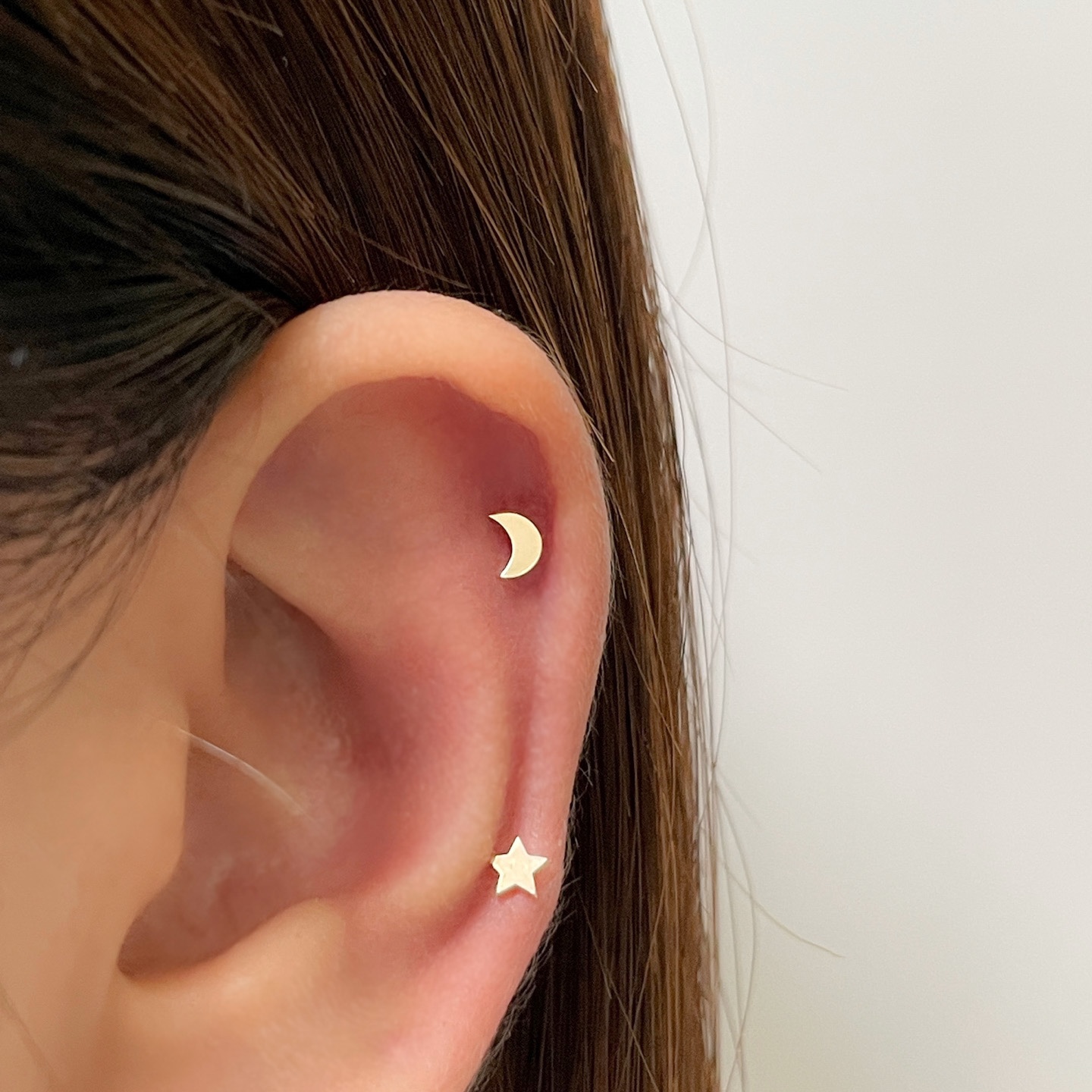 14k 미니 골드 별 피어싱 - 데일리 레이어드 귀걸이겸용 얇은피어싱 아웃컨츠 이너컨츠 - 상세 이미지 3