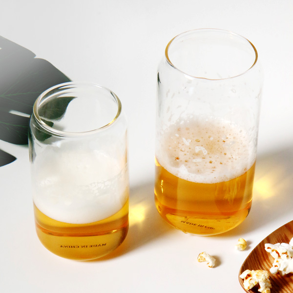 내열 유리 맥주잔 캔모양 350ml 홈카페 하이볼 위스키 컵