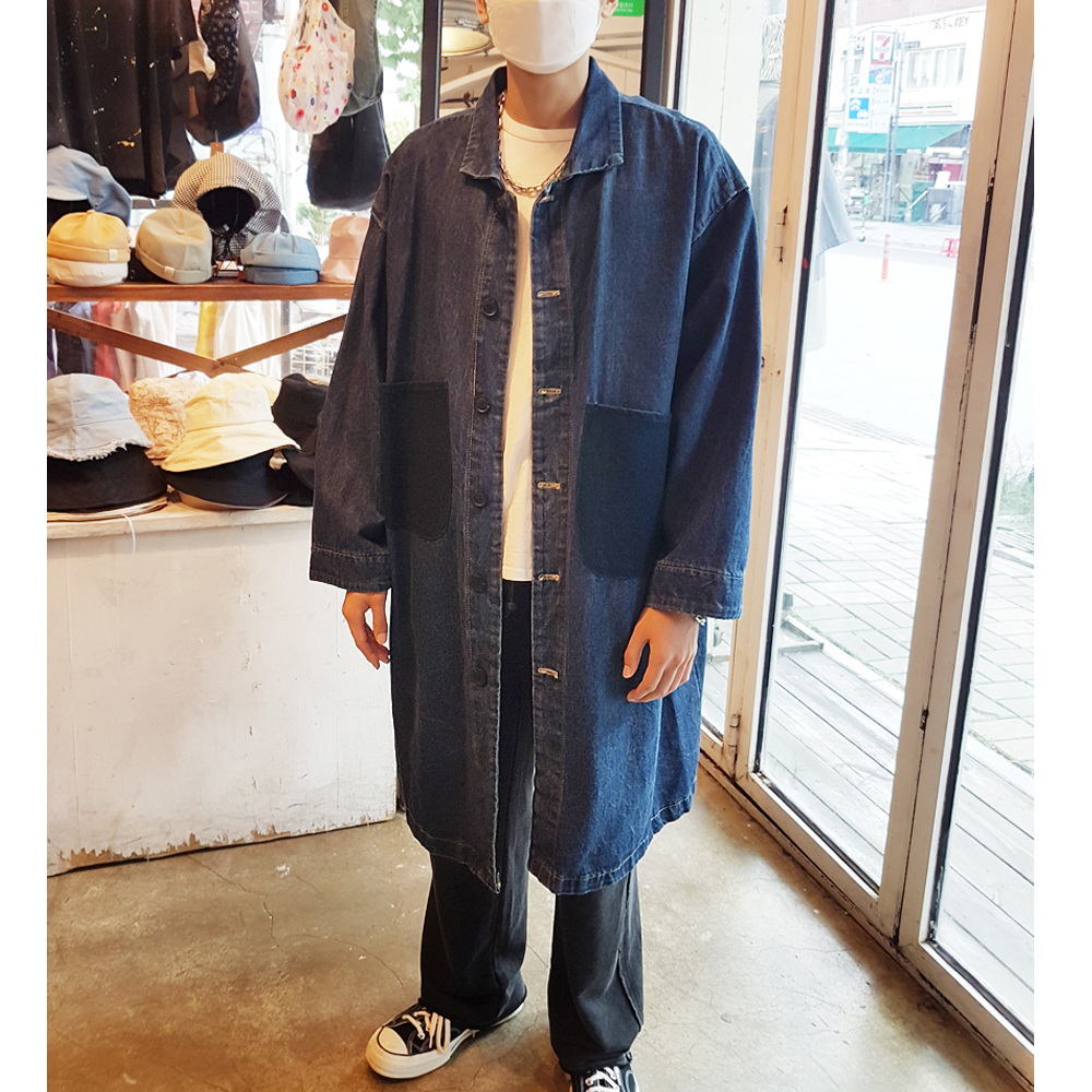 루즈핏 빅포켓 데님 청코트 캐주얼 오버핏 남자코트