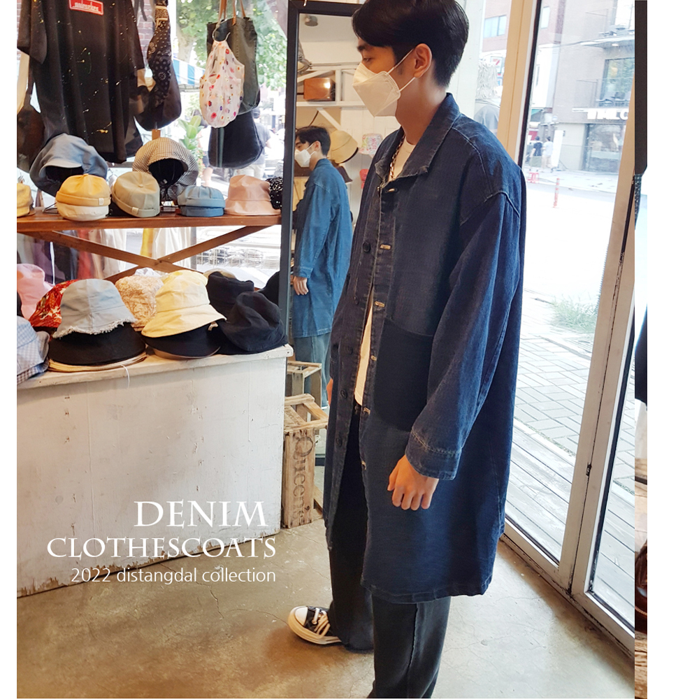 루즈핏 빅포켓 데님 청코트 캐주얼 오버핏 남자코트 - 상세 이미지 2
