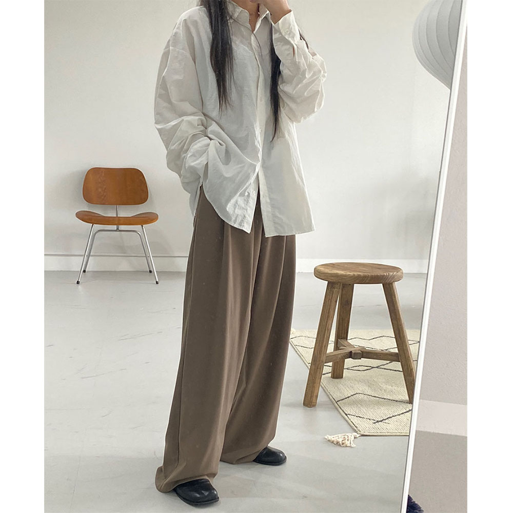 바람막이 셔츠 남방 오버핏 바스락 블라우스 긴팔 가을 흰 셔츠 3color - 상세 이미지 4