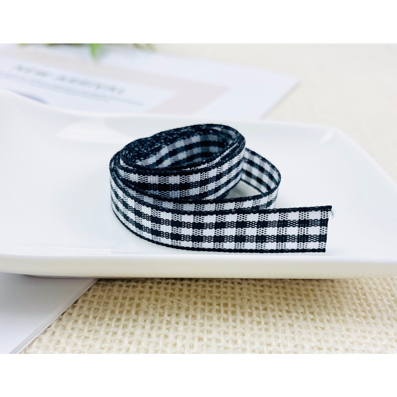 DIY) 1cm 깅엄체크 리본테이프 장식테이프 (5마) - 상세 이미지 2