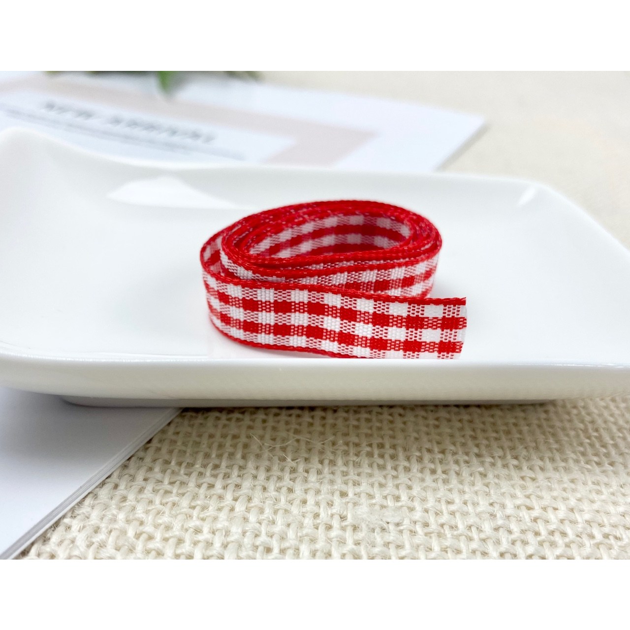 DIY) 1cm 깅엄체크 리본테이프 장식테이프 (5마) - 상세 이미지 3