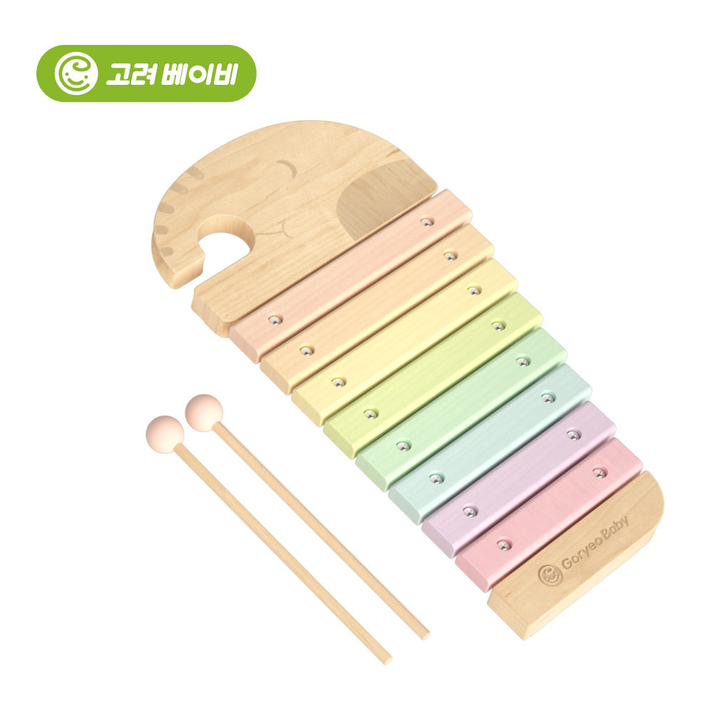 고려베이비 아기 유아 음악 악기놀이 우드 나무 고급 코끼리 원목 실로폰 교구 이미지 8