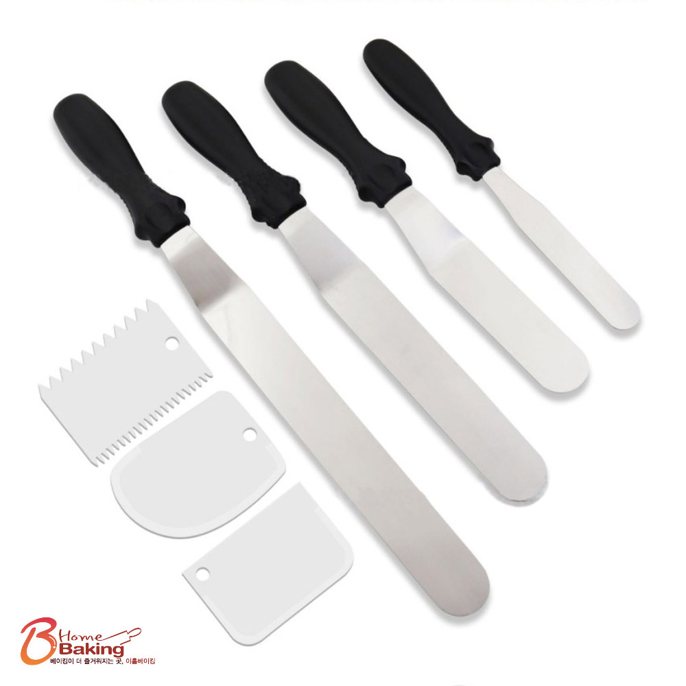 케익만들기도구7종세트(스페츌러4종+카드3종) 스페튤러 스페츌라 스파츌라 스크래퍼 케이크