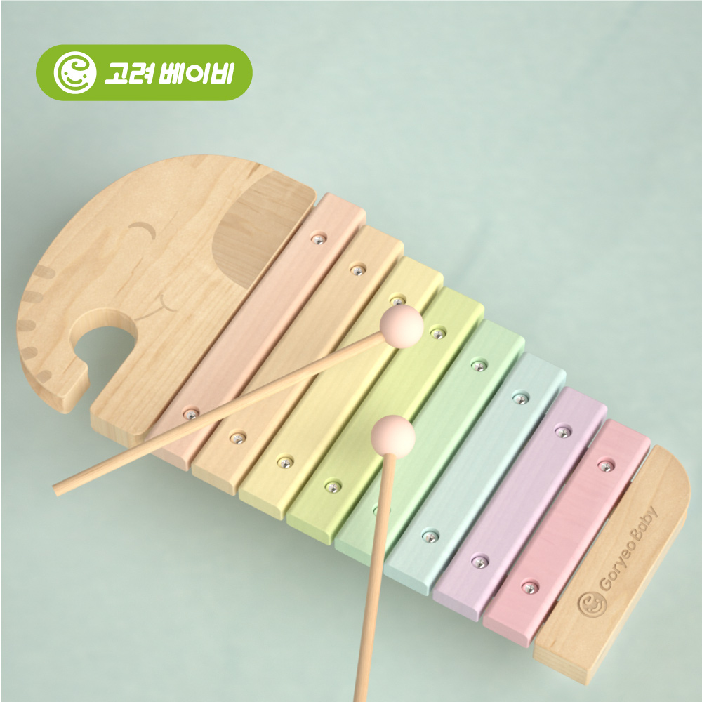 고려베이비 아기 유아 음악 악기놀이 우드 나무 고급 코끼리 원목 실로폰 교구 - 상세 이미지 5