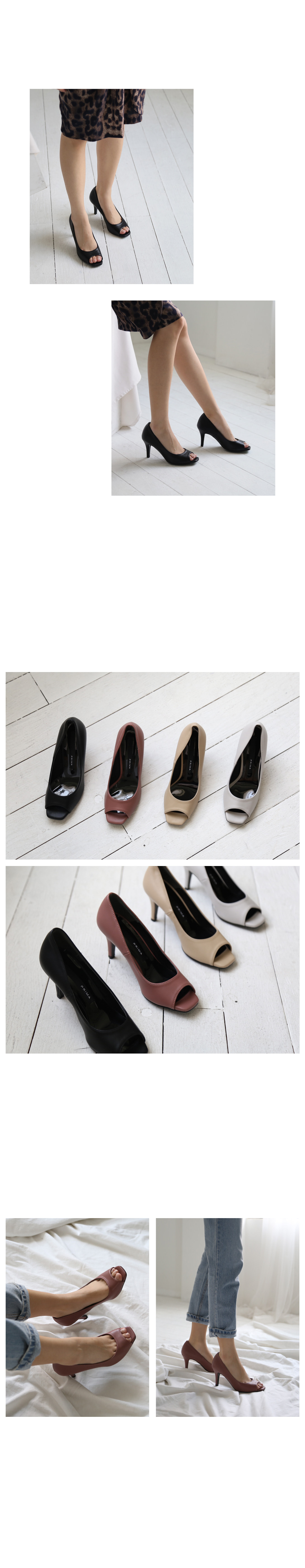 스퀘어 스틸레토 토오픈힐 8cm (4color) 상세 이미지 2