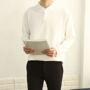 솔리드 캐주얼 정장 오버핏 구김없는 링클프리 노카라 헨리넥 단추 빅사이즈... 착용 후기 | 사이즈/핏 총정리 - 상품 이미지 1