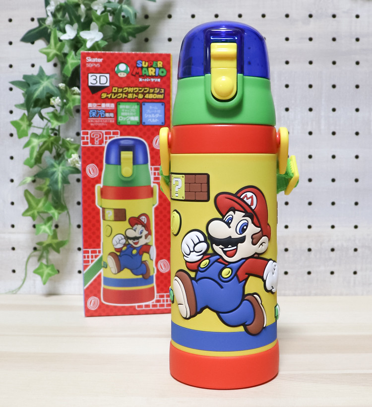 스케이터 슈퍼마리오 캐릭터 3D원푸쉬 보냉 스테인리스 다이렉트 보틀 480ml SDPV5 - 하카타몰