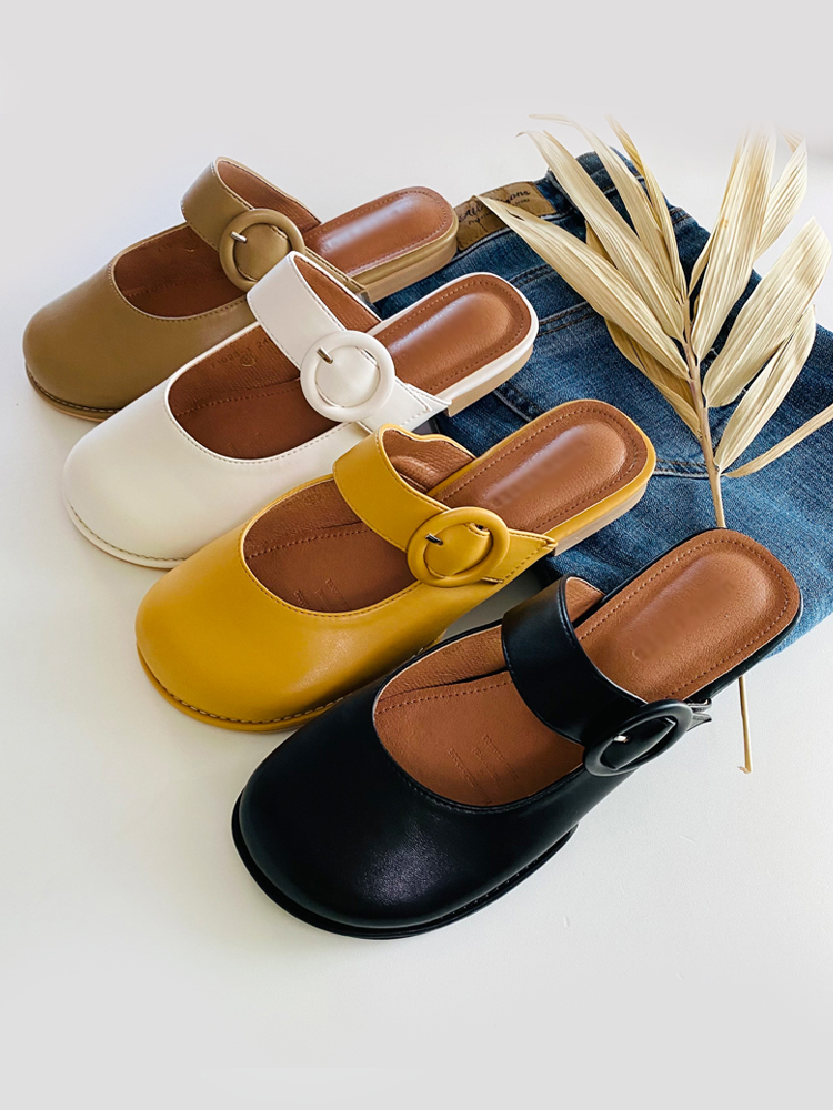 발볼이 편한 둥근코 버클 메리제인 스트랩 뮬 블로퍼